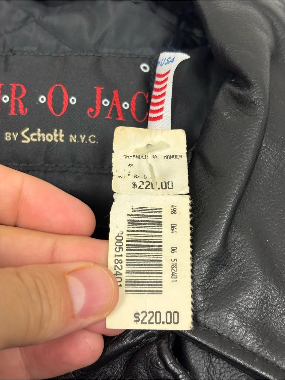 NWT VINTAGE SCHOTT LEATHER MOTORCYCLE JACKET DUR O JAC 48 BELTED USA 80s 90s